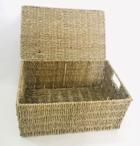 картинка 02-035-1Корзина плетеная с крышкой 43х30Н20см.(джут, металл. каркас) от магазина Одежда+